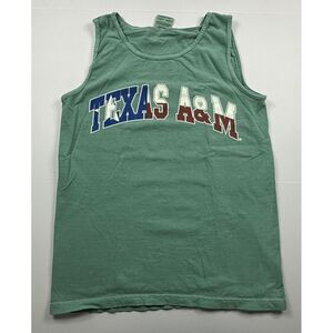 Comfort Colors Texas A&M Aggies Green‎ Tank Top T-Shirt Small American Flag